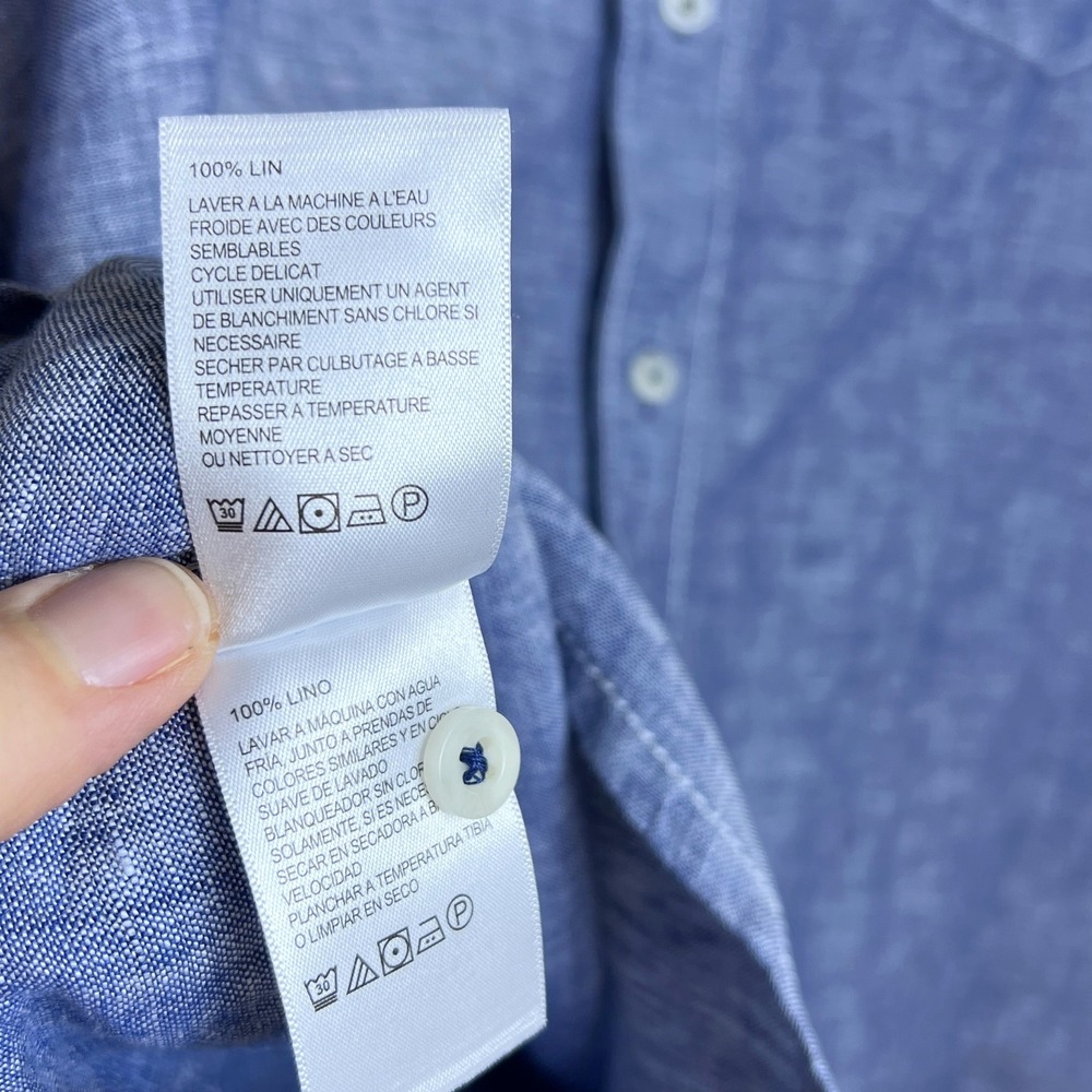Tommy Bahama Linen Button Up Shirt Men's Size Large Blue - Picture 7 of 8